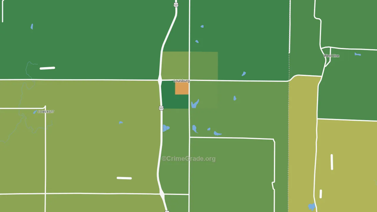 Louisburg, KS Map of Assault Rates