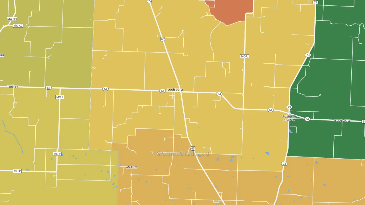 Louisburg, MO Map of Assault Rates