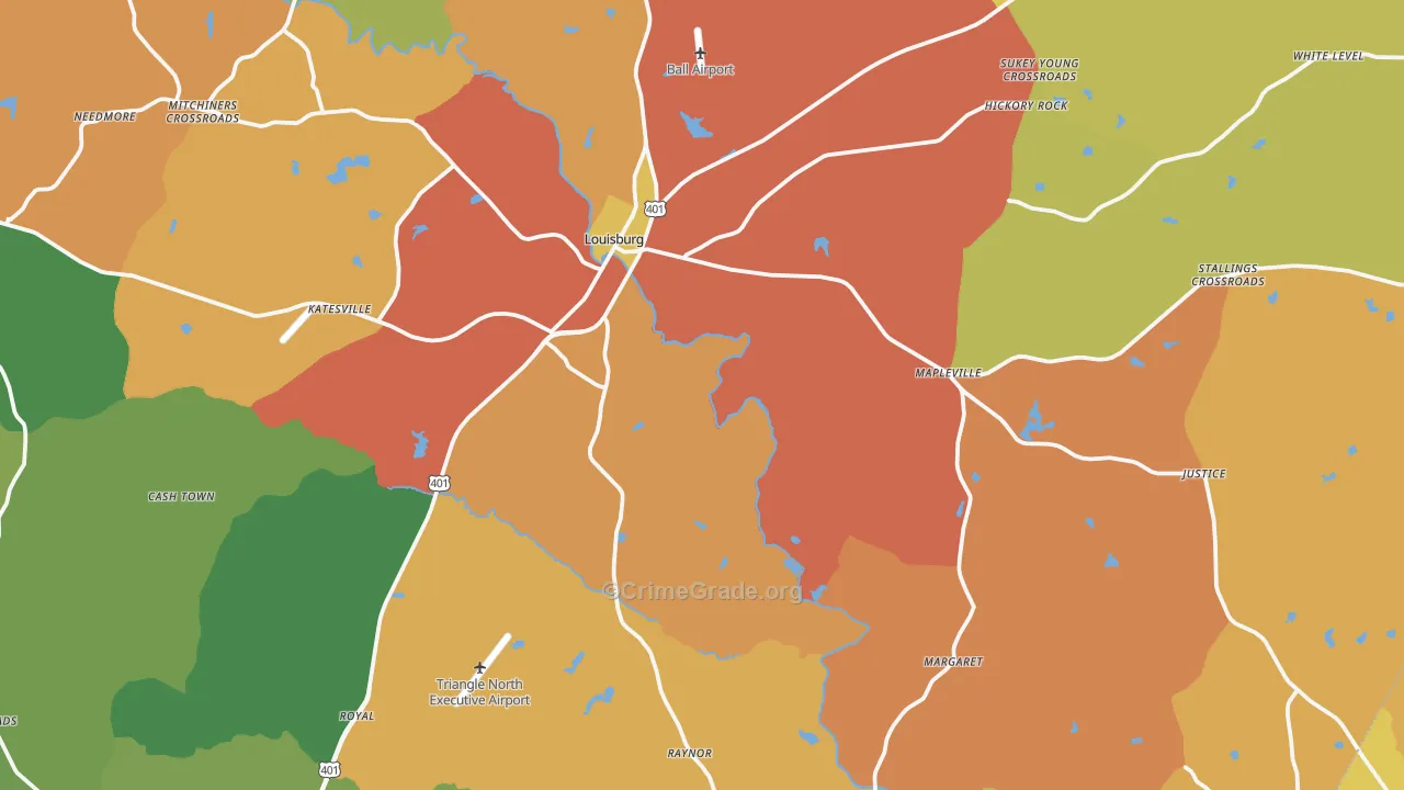 Louisburg, NC Map of Assault Rates
