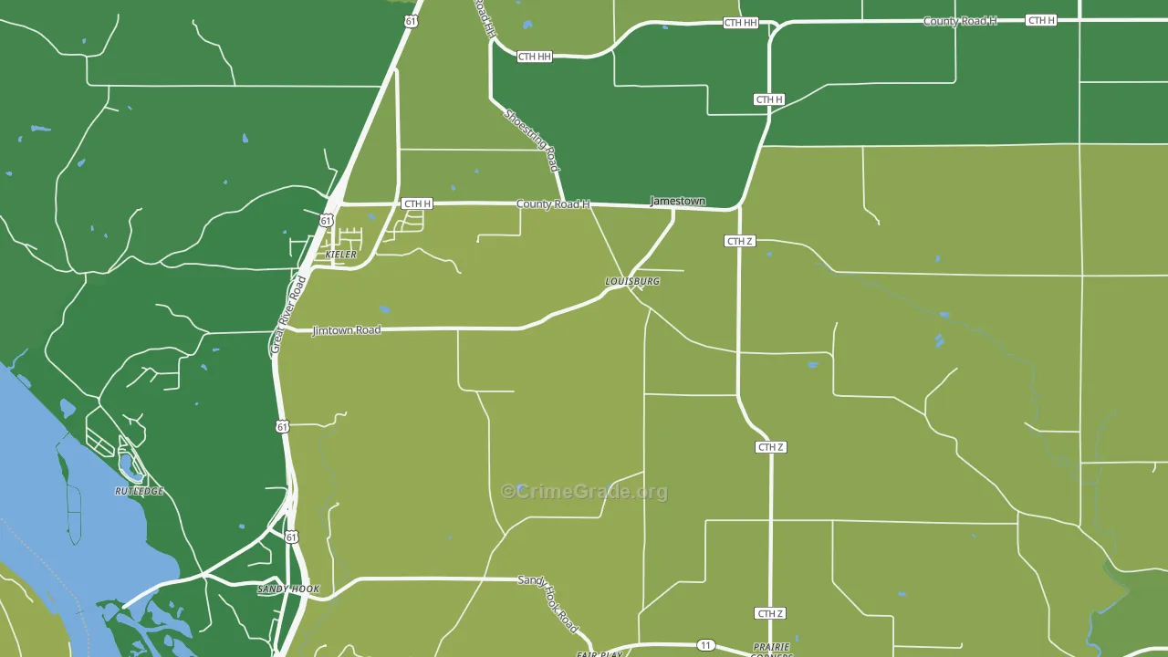 Louisburg, WI Map of Assault Rates