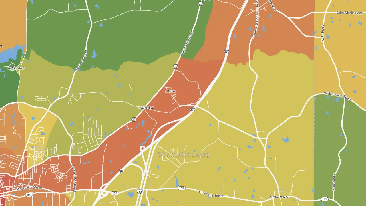 Louise, GA Map of Assault Rates