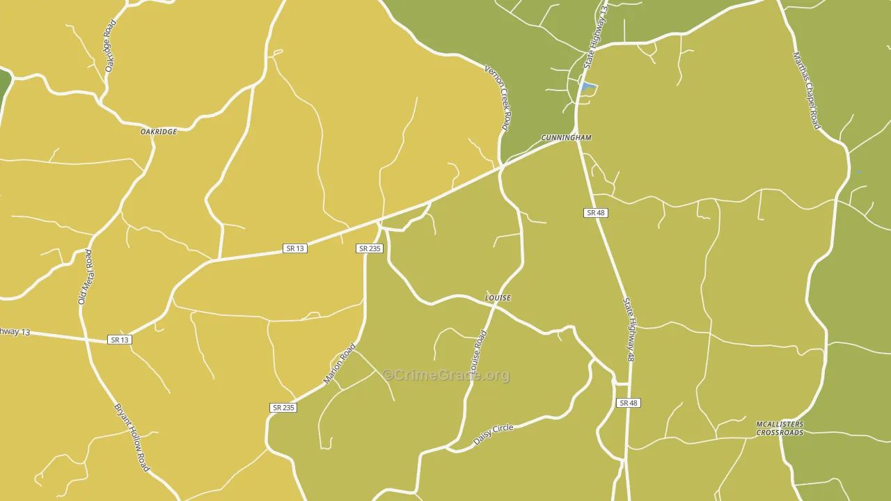 Louise, TN Map of Assault Rates