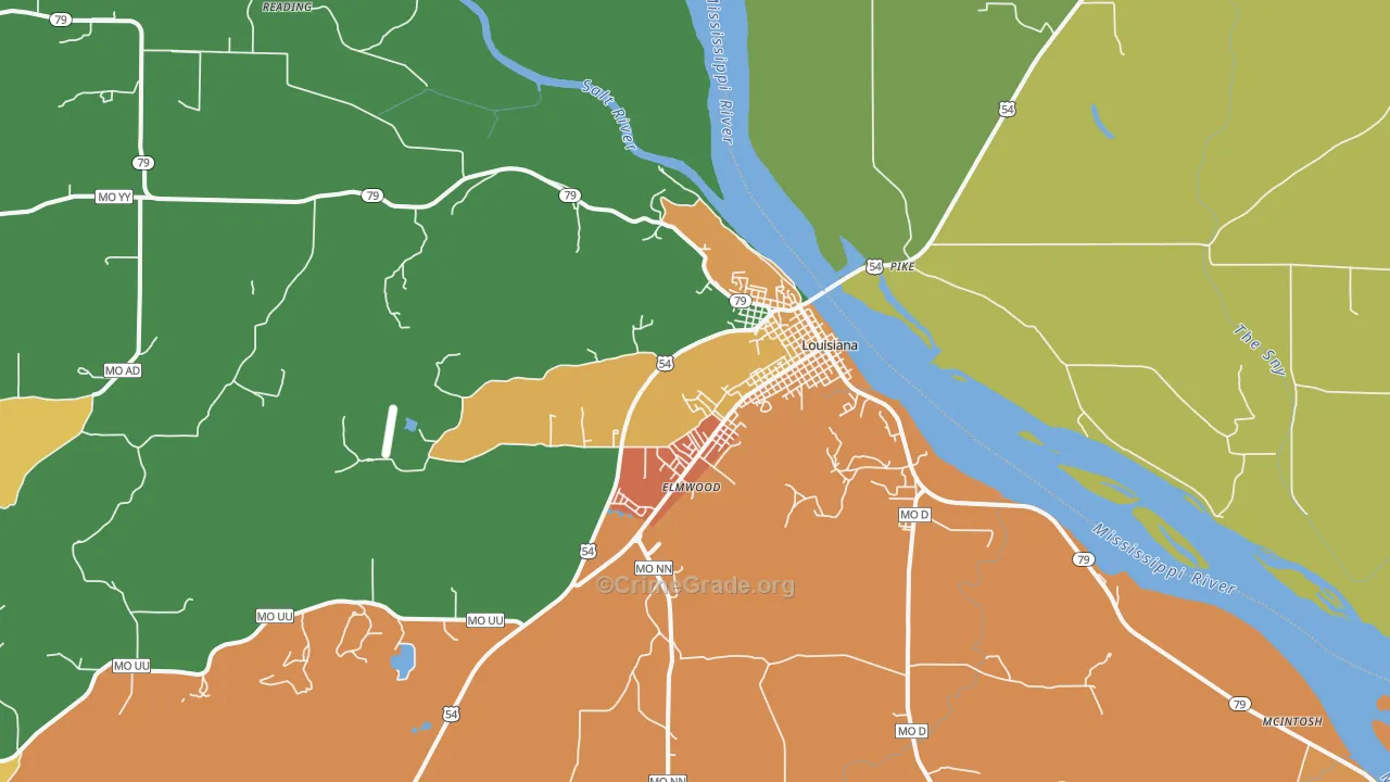 Louisiana, MO Map of Assault Rates