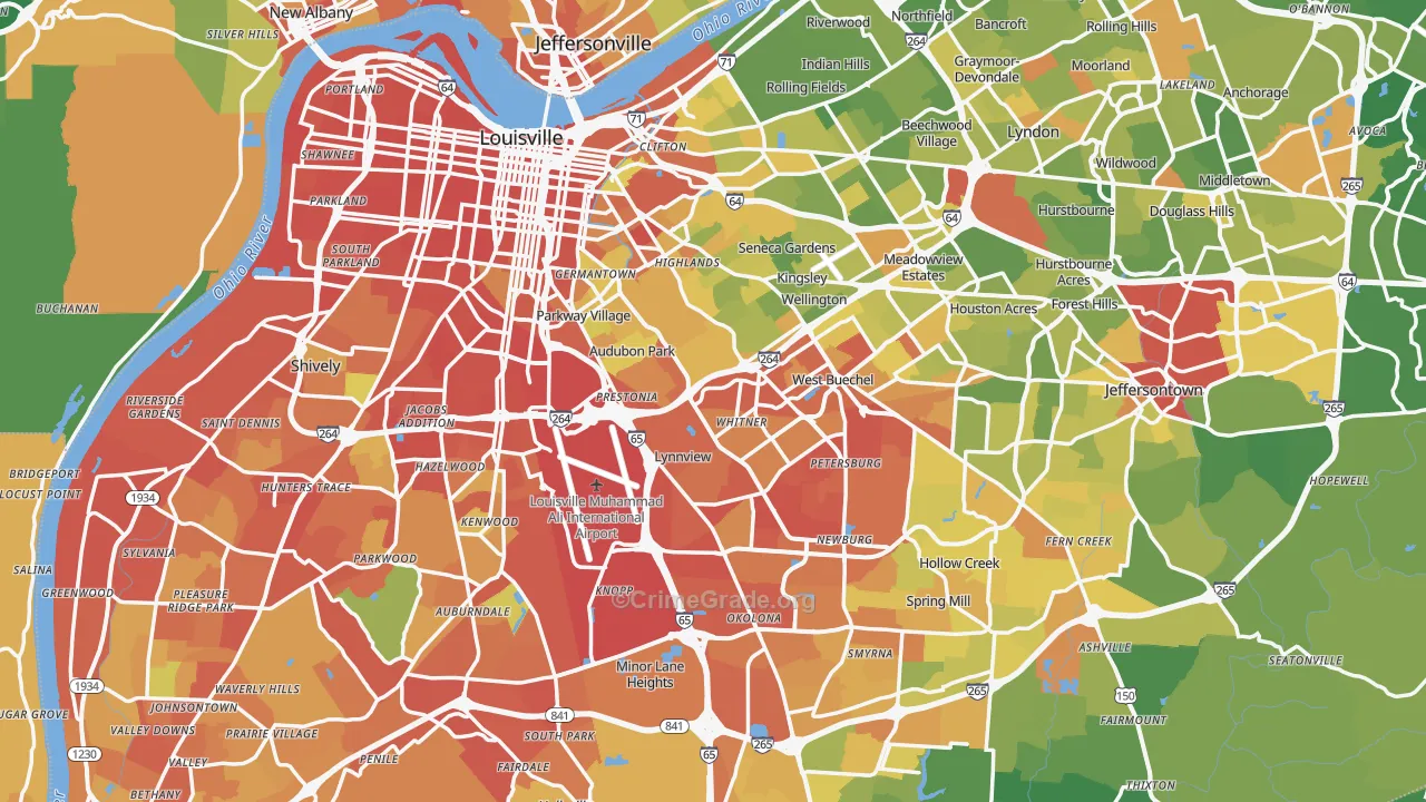 Louisville, KY Map of Assault Rates