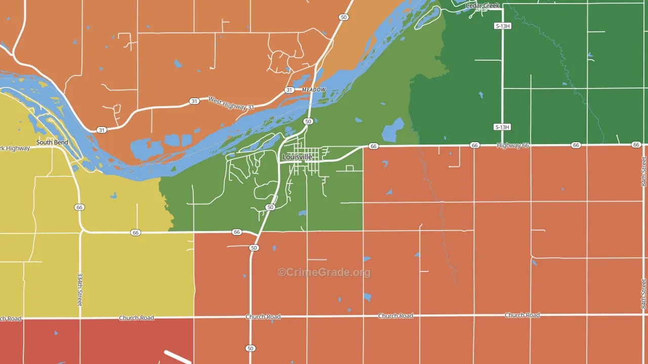 Louisville, NE Map of Assault Rates