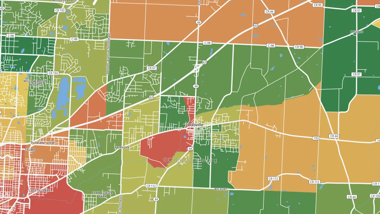 Louisville, OH Map of Assault Rates