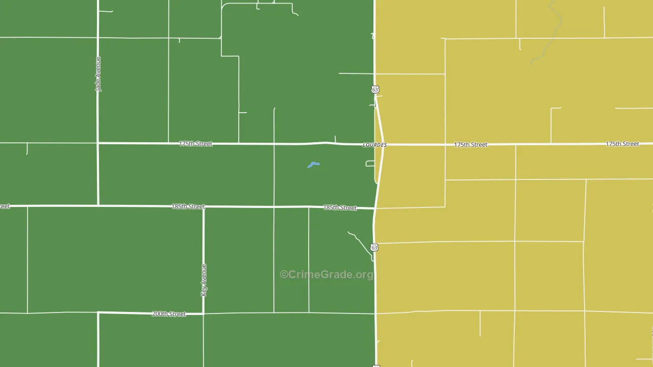 Lourdes, IA Map of Assault Rates