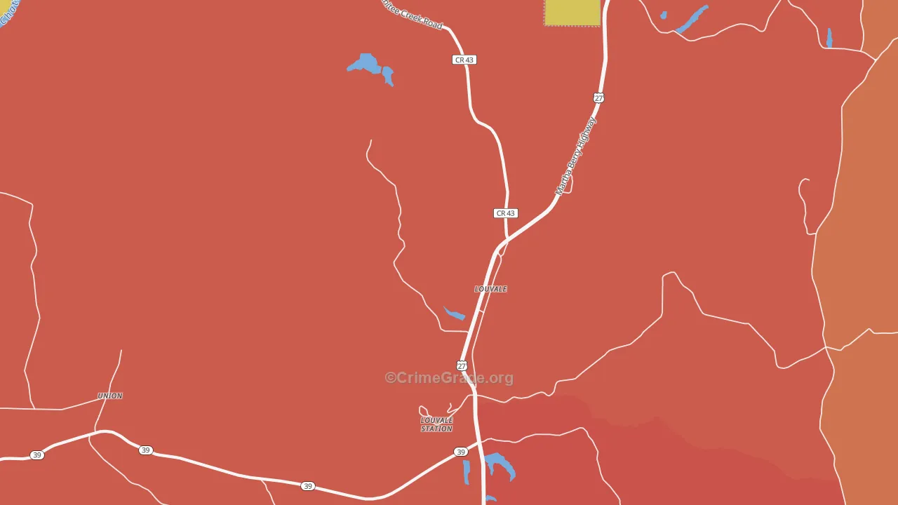 Louvale, GA Map of Assault Rates