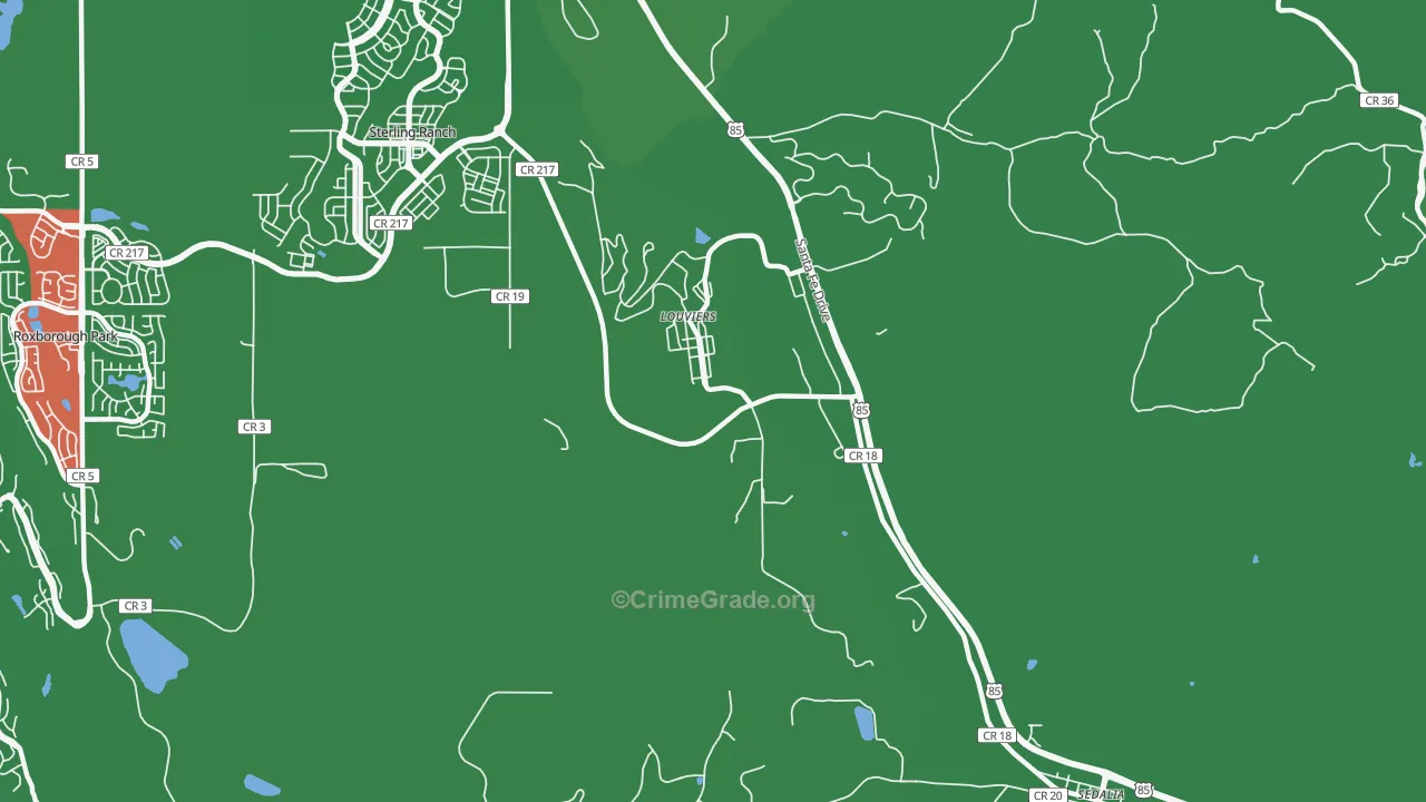 Louviers, CO Map of Assault Rates