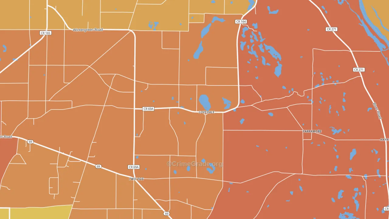 Lovedale, FL Map of Assault Rates