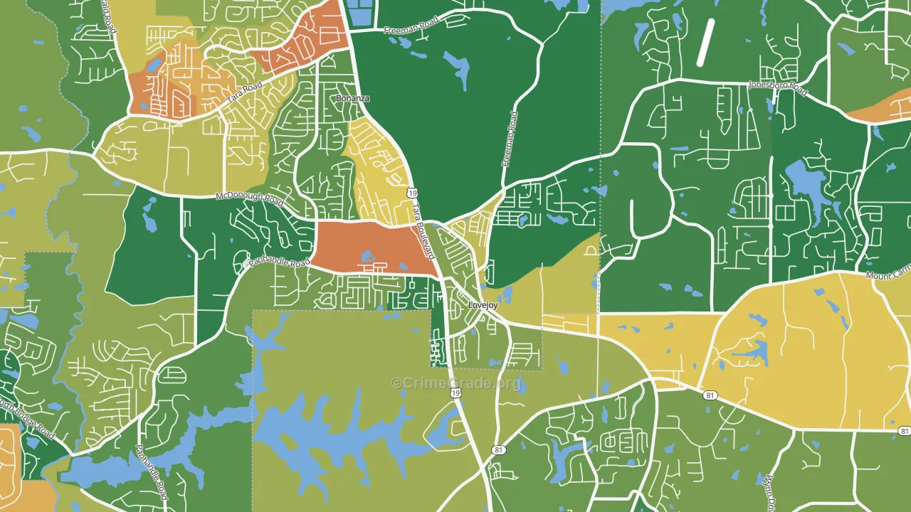 Lovejoy, GA Map of Assault Rates