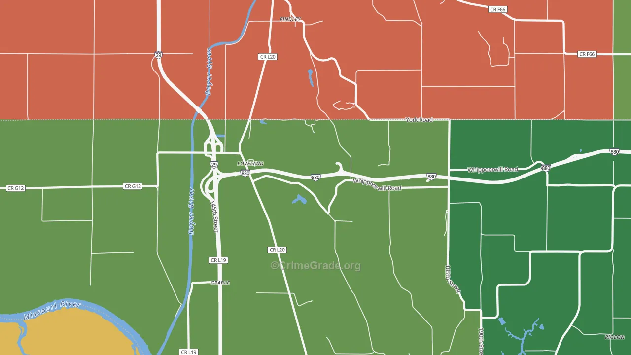 Loveland, IA Map of Assault Rates