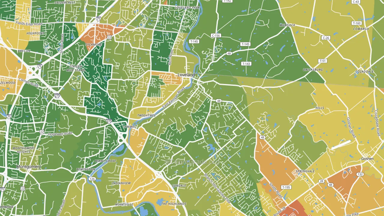 Loveland, OH Map of Assault Rates