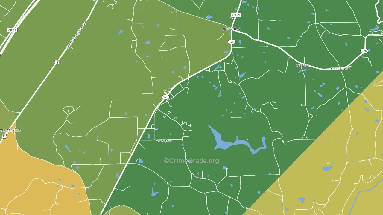 Loveless, AL Map of Assault Rates