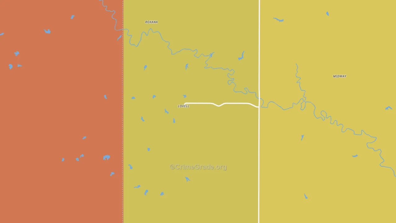 Lovell, OK Map of Assault Rates