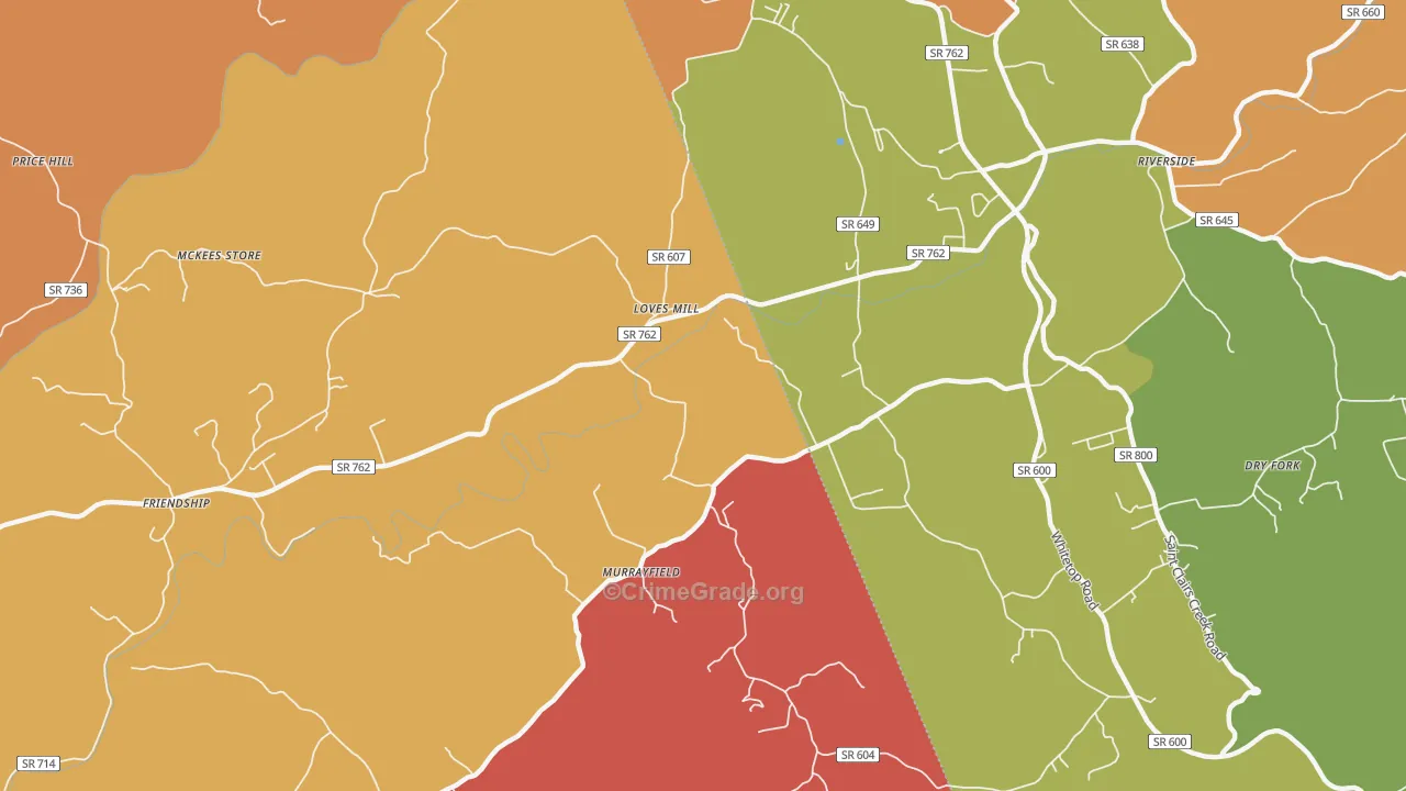 Loves Mill, VA Map of Assault Rates