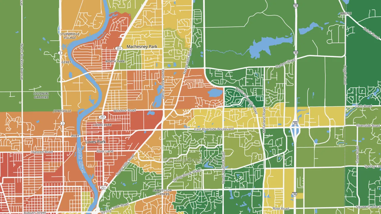 Loves Park, IL Map of Assault Rates