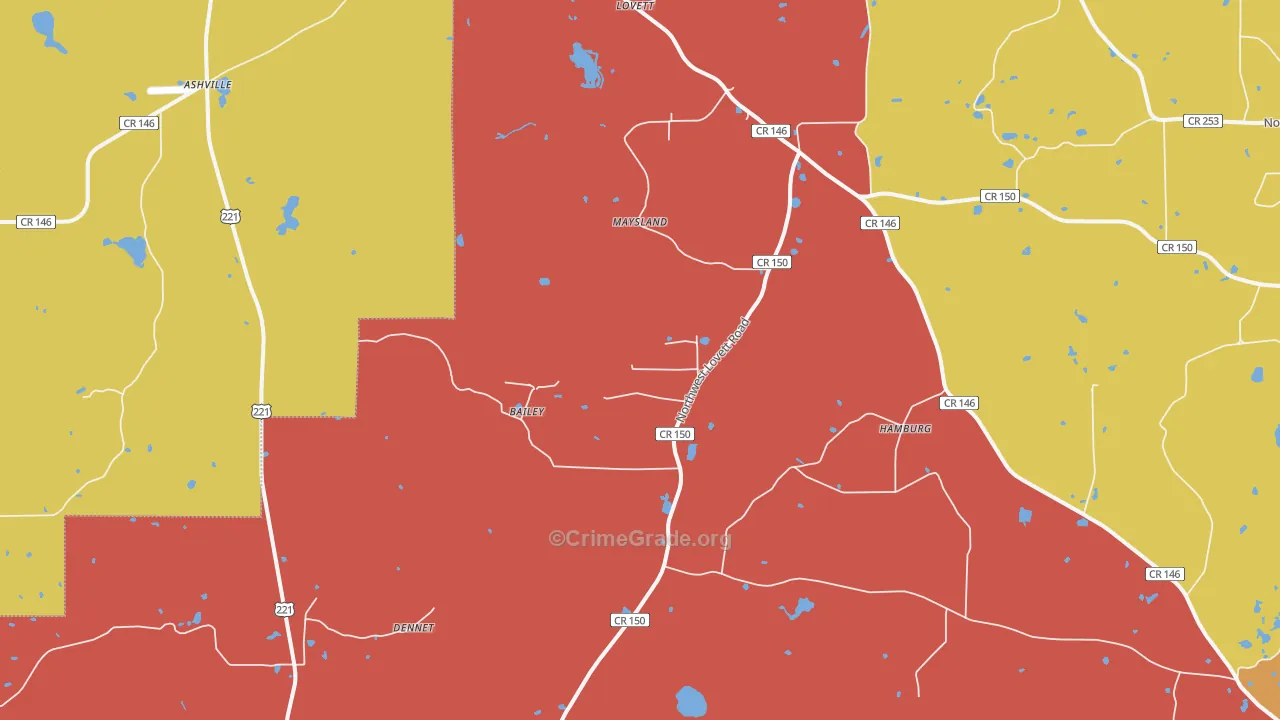 Lovett, FL Map of Assault Rates