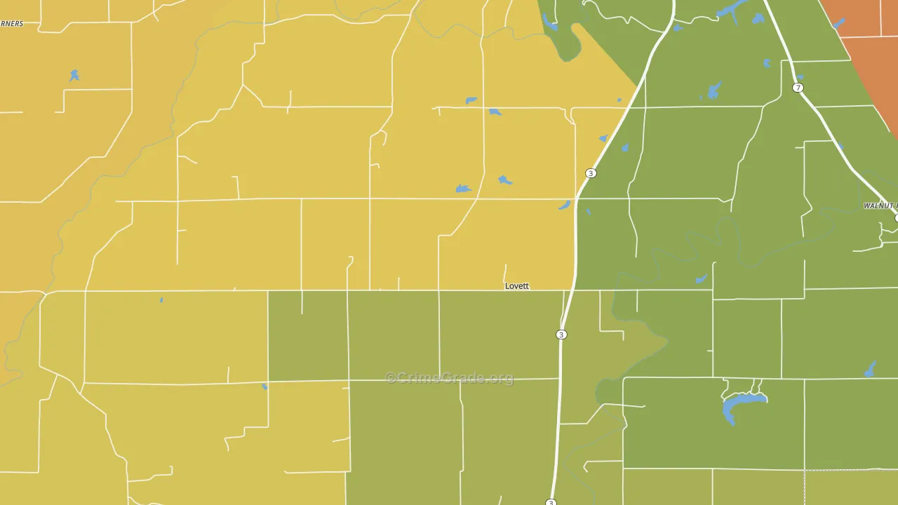 Lovett, IN Map of Assault Rates