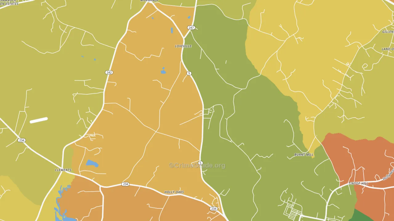 Loveville, MD Map of Assault Rates