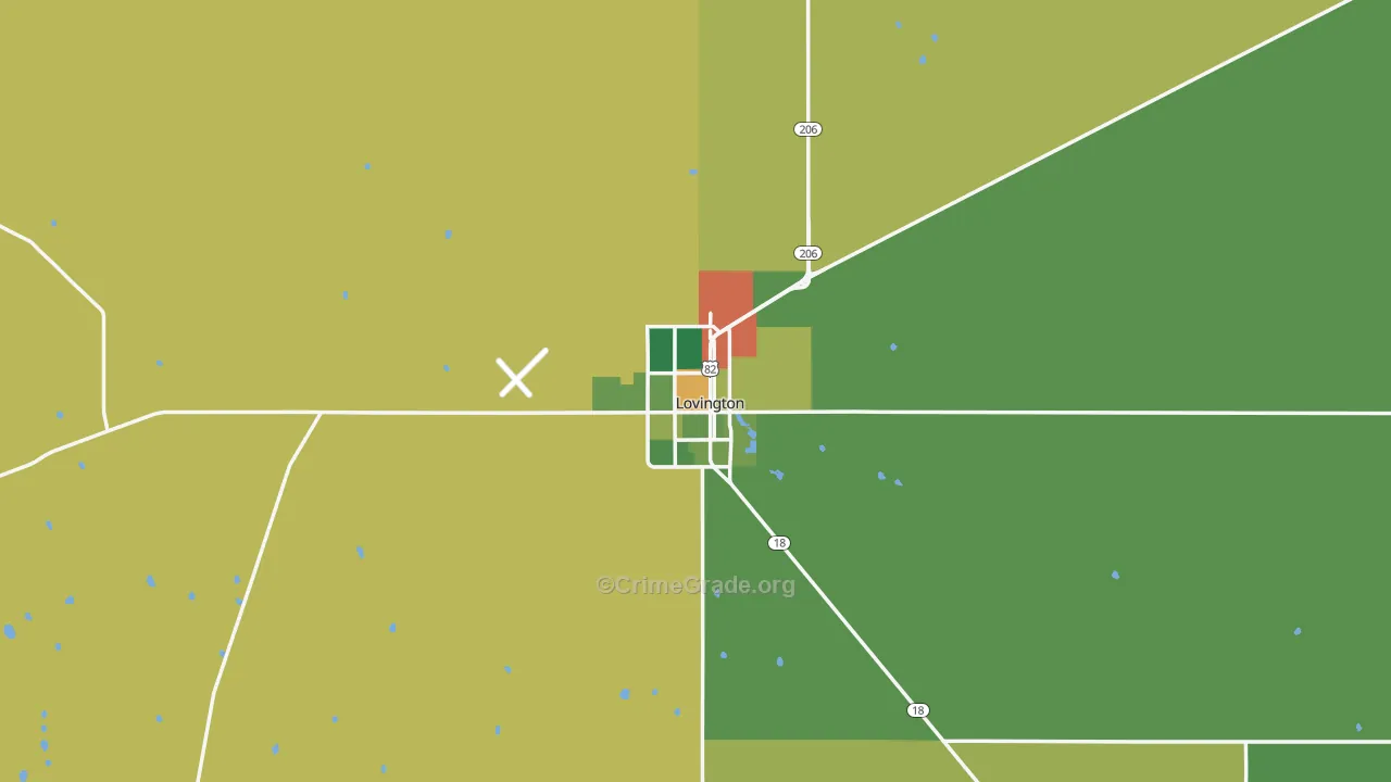 Lovington, NM Map of Assault Rates