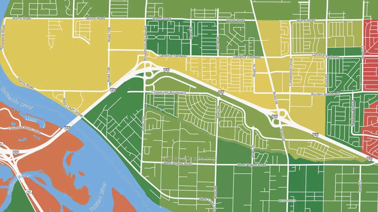 Lovisa Farms, Pasco, WA Map of Assault Rates