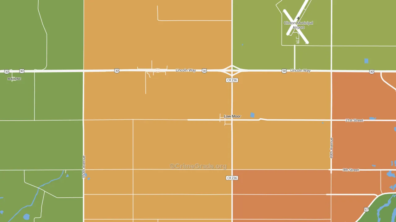 Low Moor, IA Map of Assault Rates