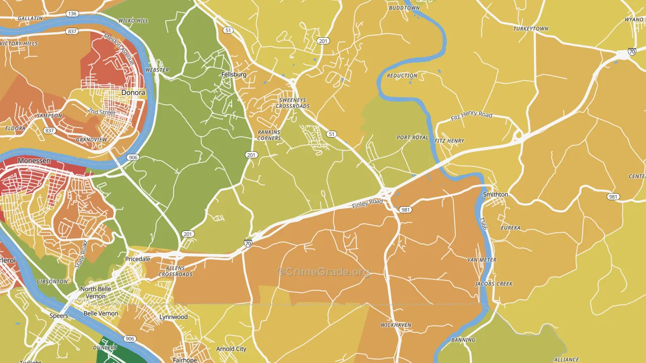 Lowber, PA Map of Assault Rates