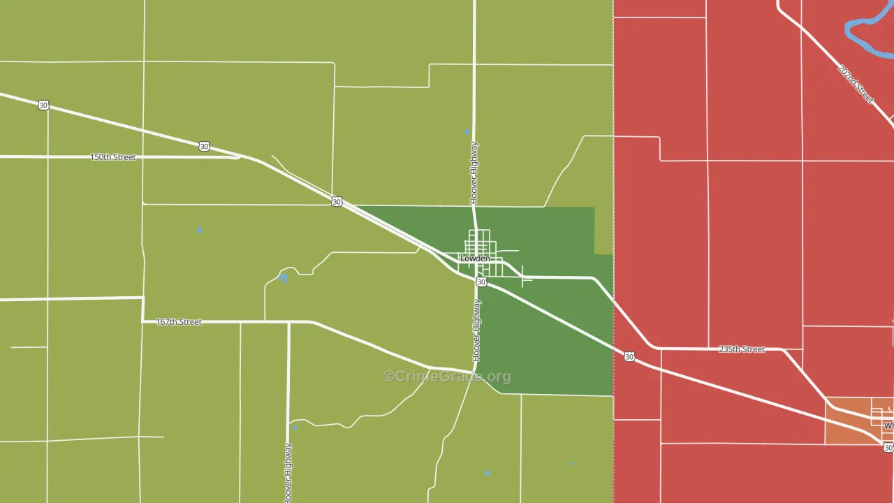 Lowden, IA Map of Assault Rates
