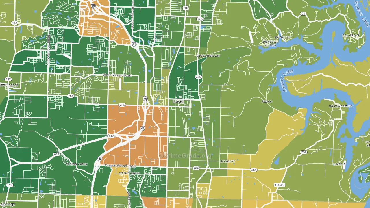 Lowell, AR Map of Assault Rates