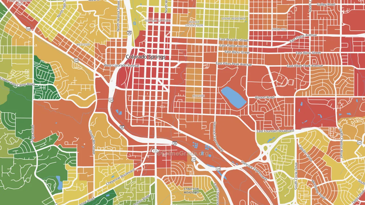 Lowell, Colorado Springs, CO Map of Assault Rates