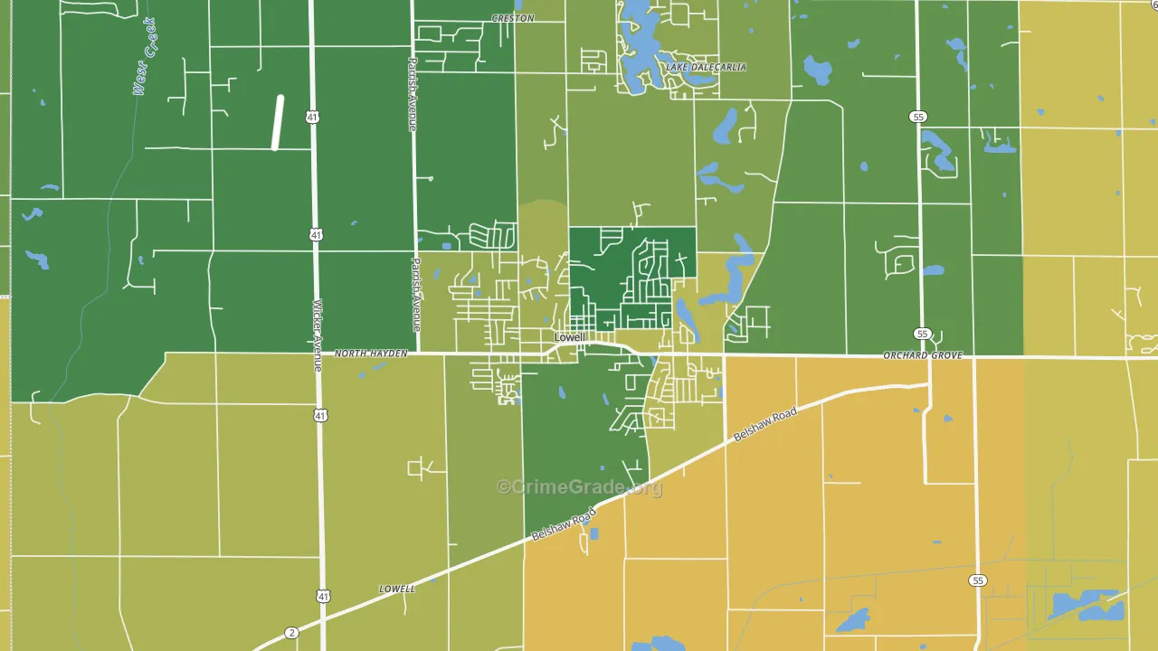 Lowell, IN Map of Assault Rates