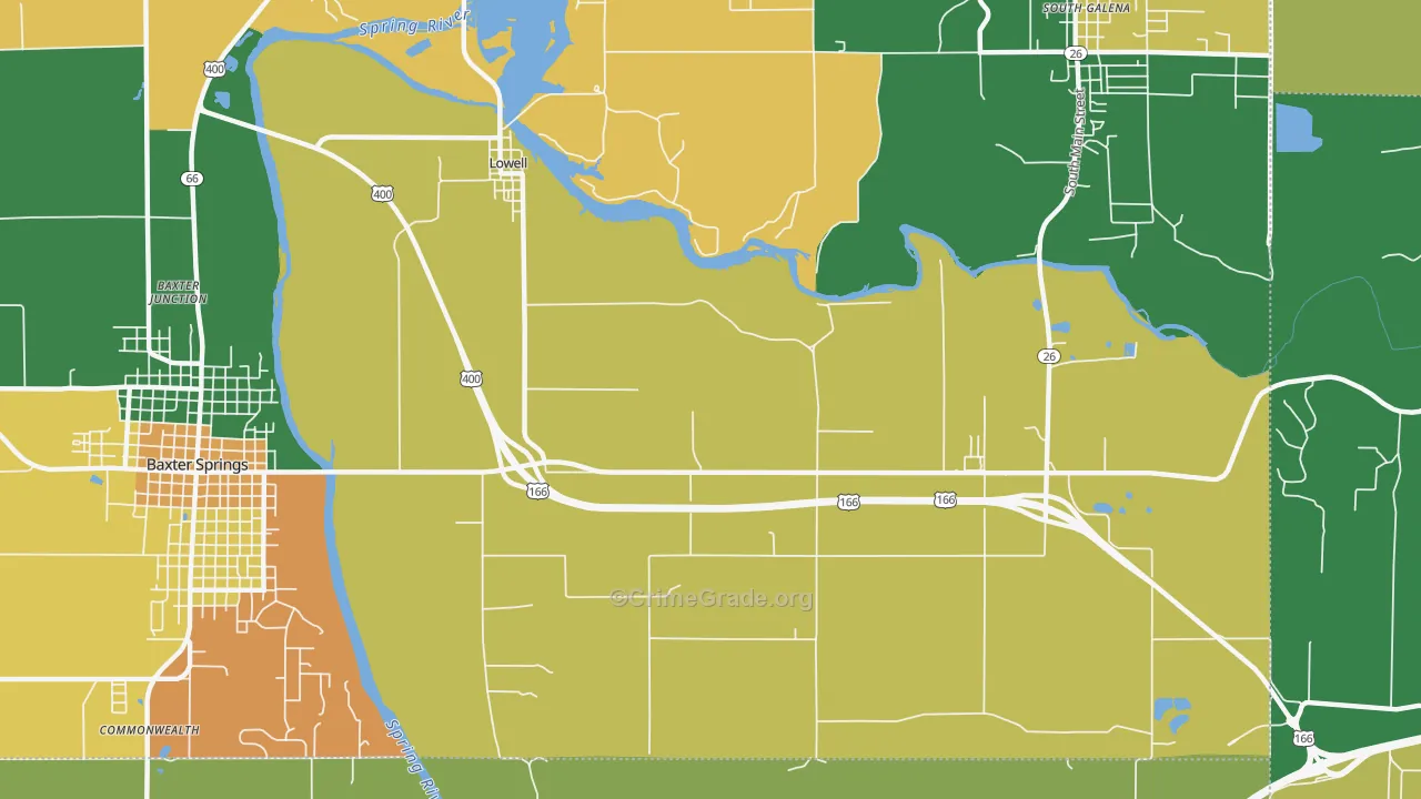 Lowell, KS Map of Assault Rates