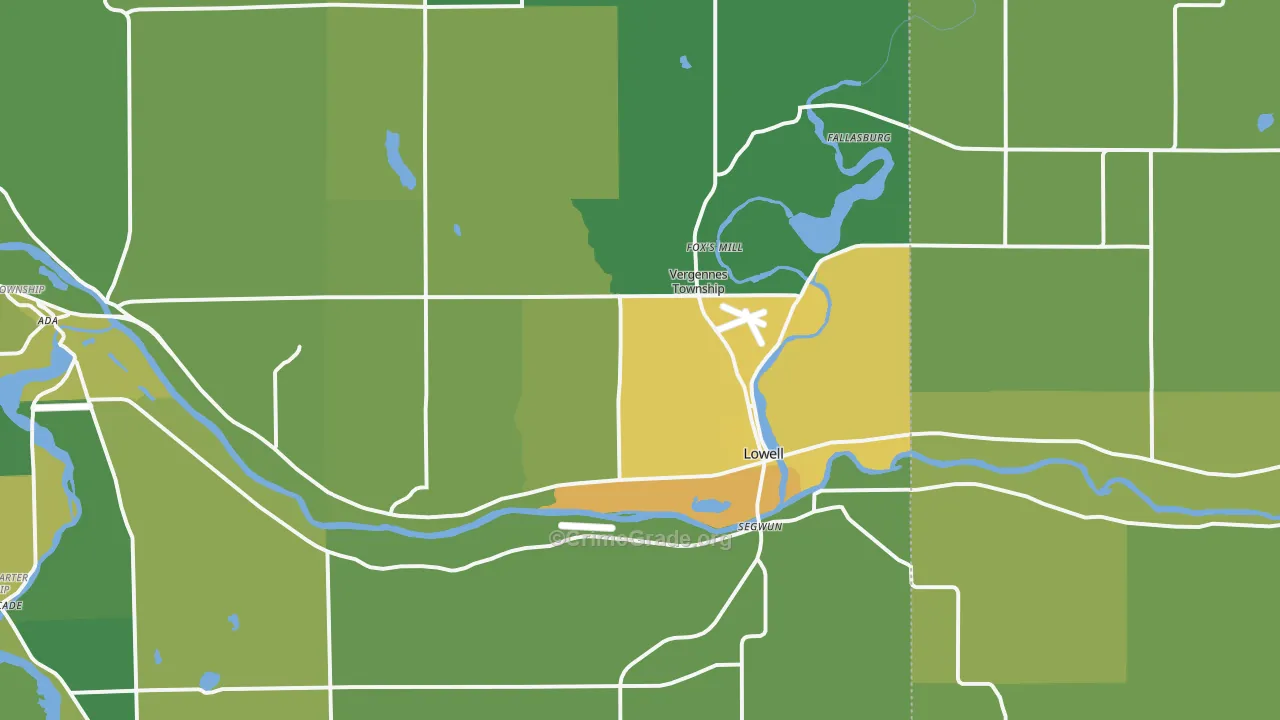 Lowell, MI Map of Assault Rates