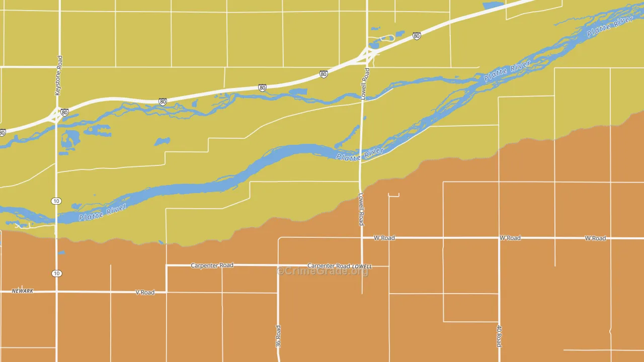 Lowell, NE Map of Assault Rates