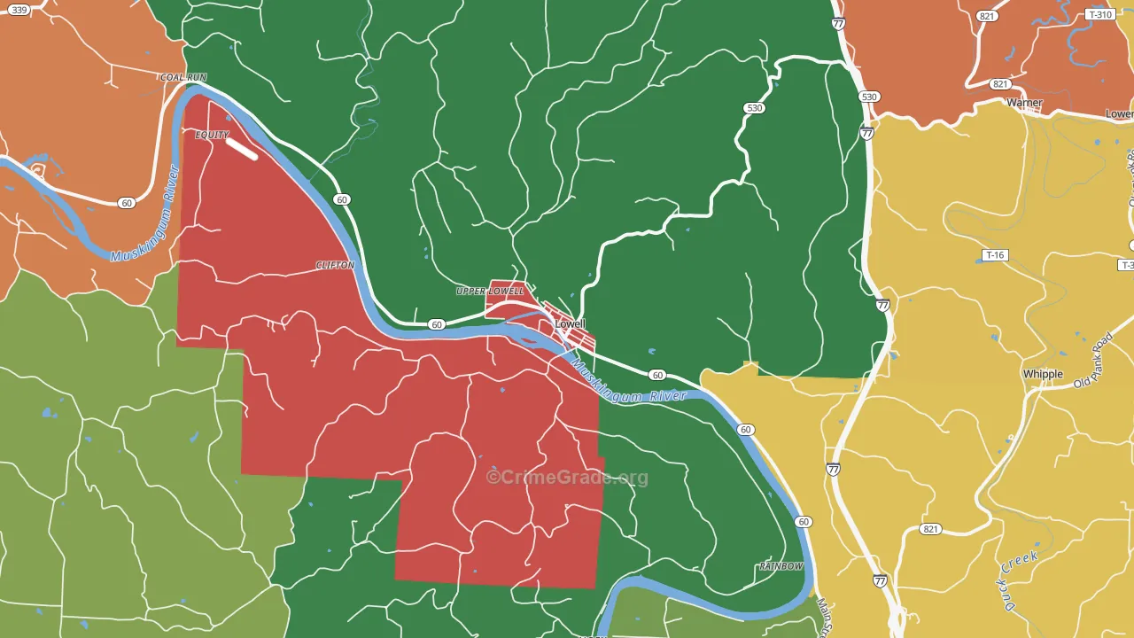 Lowell, OH Map of Assault Rates
