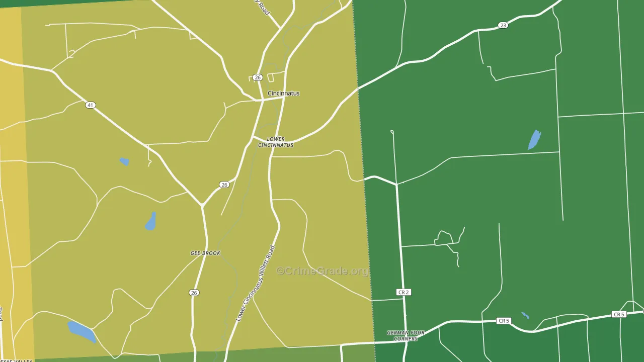 Lower Cincinnatus, NY Map of Assault Rates