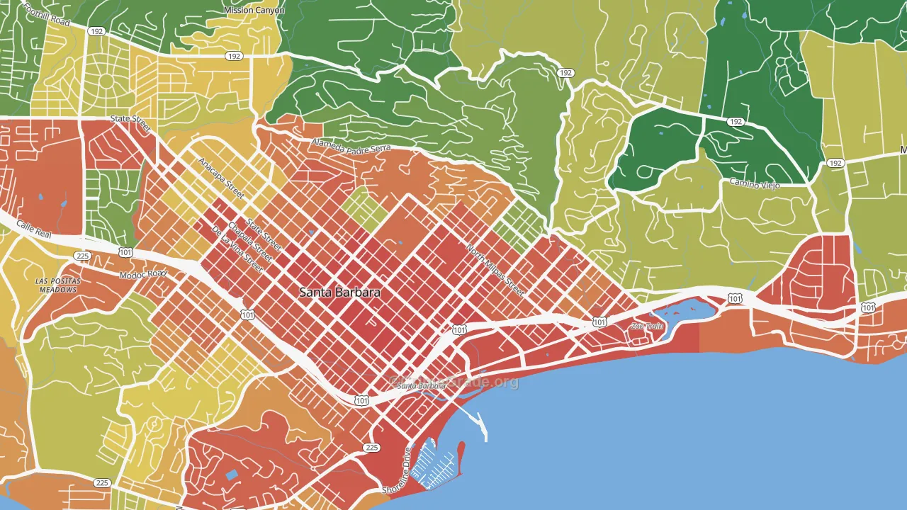 Lower East, Santa Barbara, CA Map of Assault Rates