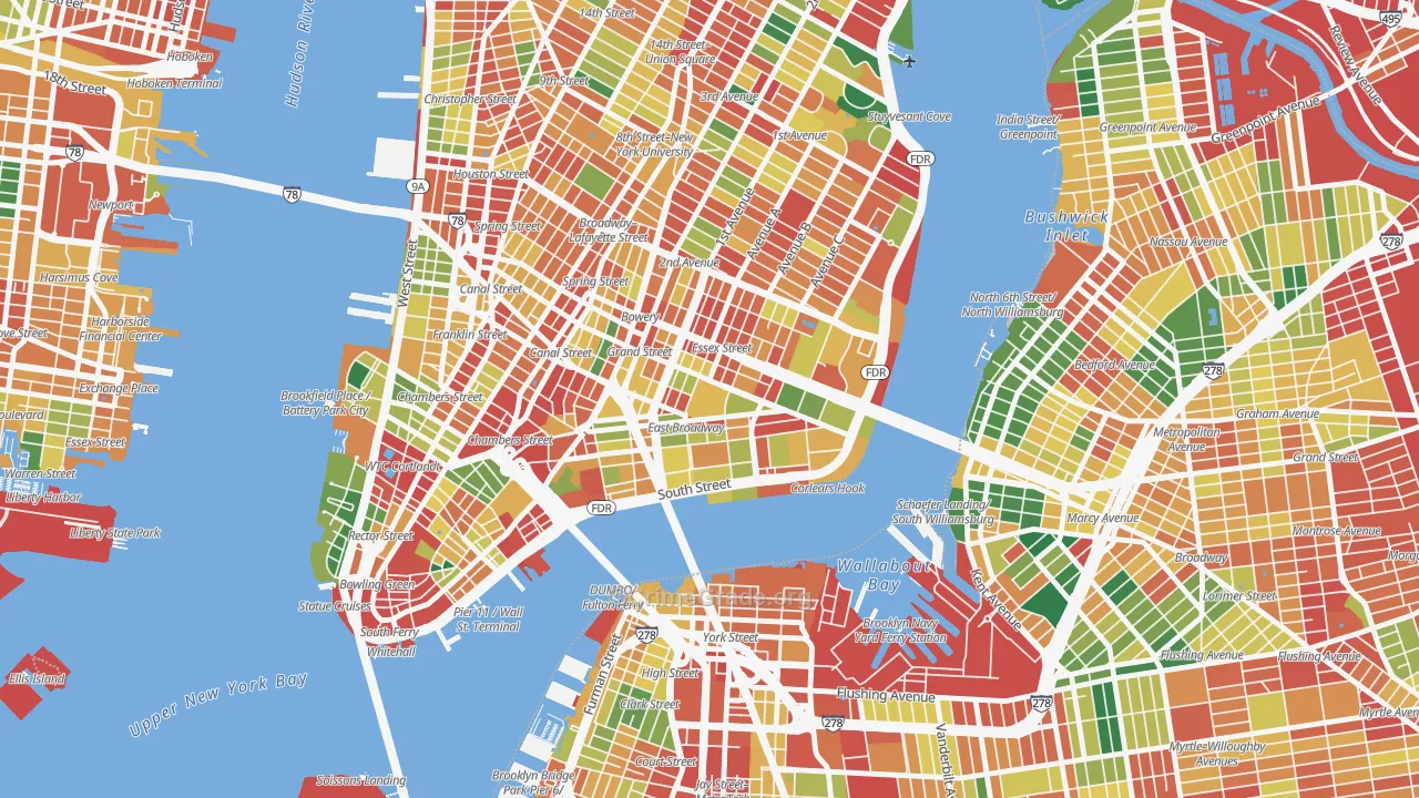 Lower East Side, Manhattan, NY Map of Assault Rates