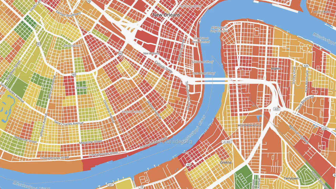 Lower Garden District, New Orleans, LA Map of Assault Rates