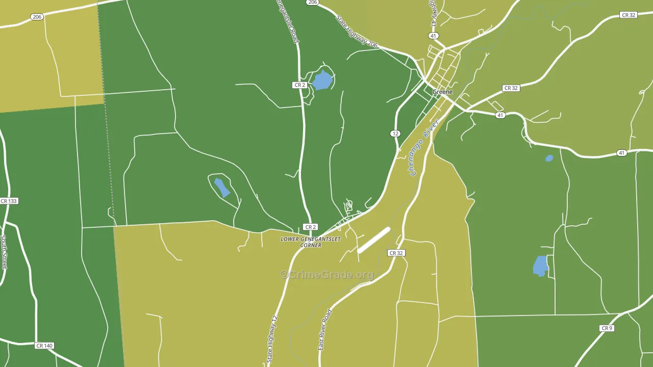 Lower Genegantslet Corner, NY Map of Assault Rates