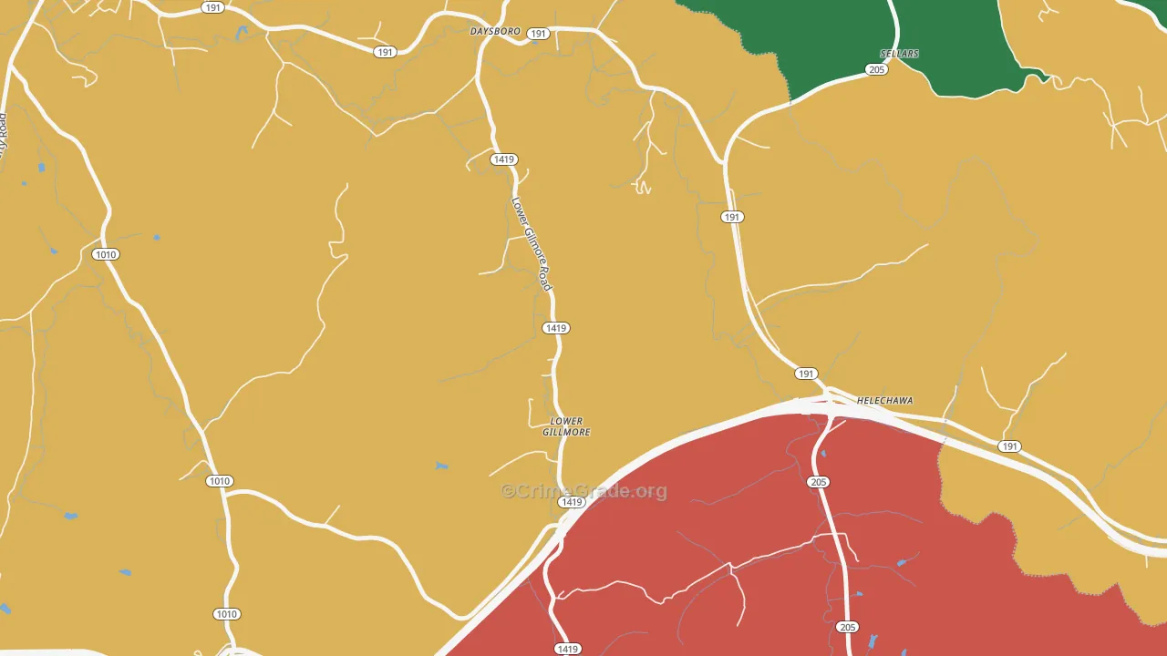 Lower Gillmore, KY Map of Assault Rates