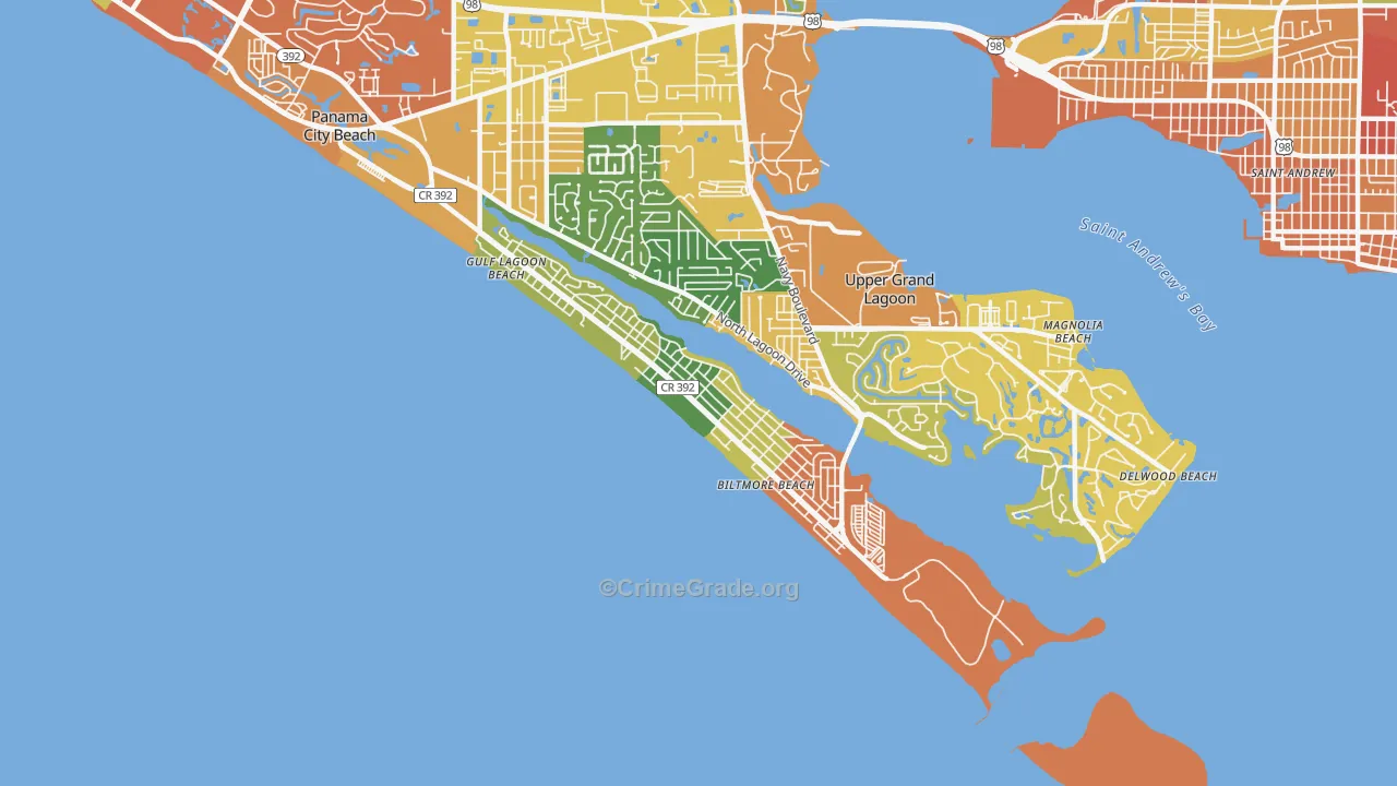 Lower Grand Lagoon, FL Map of Assault Rates