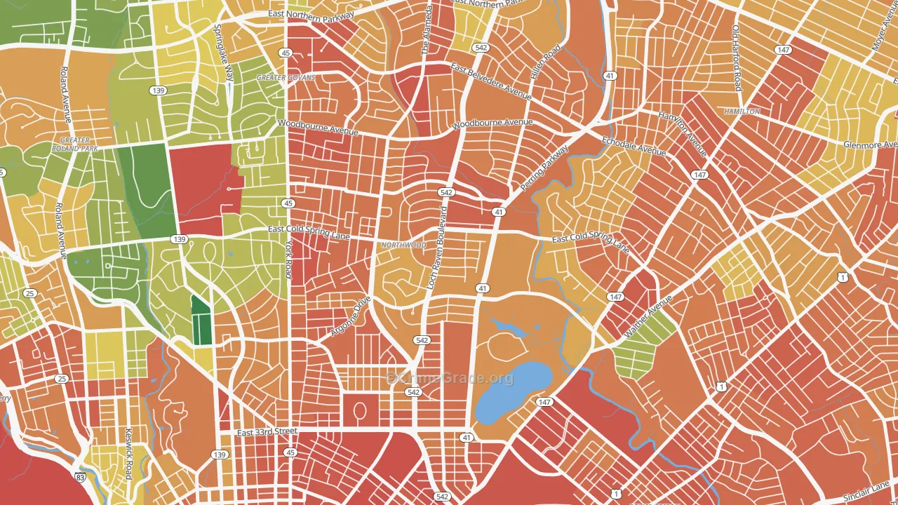 Lower Northwood, Baltimore, MD Map of Assault Rates
