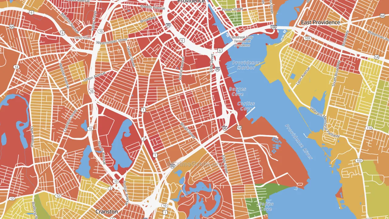 Lower South Providence, Providence, RI Map of Assault Rates