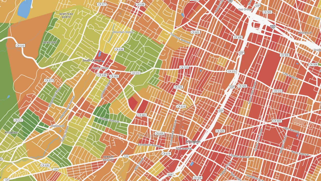 Lower Vailsburg, Newark, NJ Map of Assault Rates