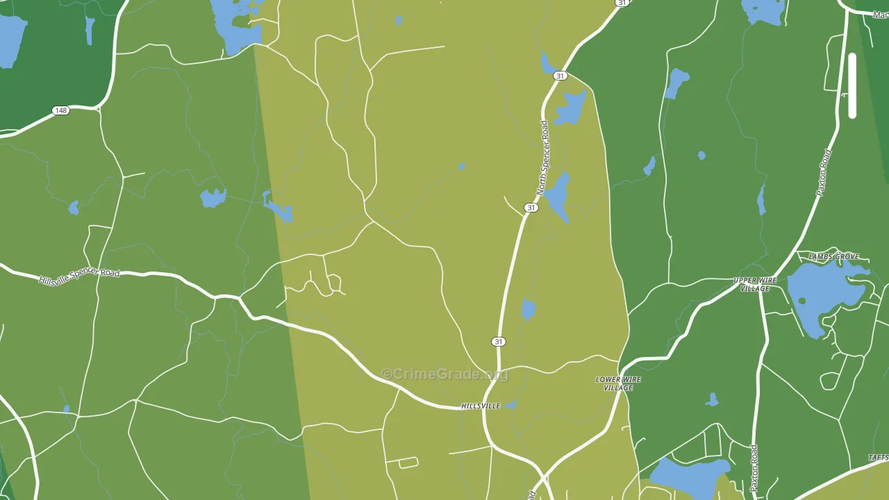 Lower Wire Village, MA Map of Assault Rates