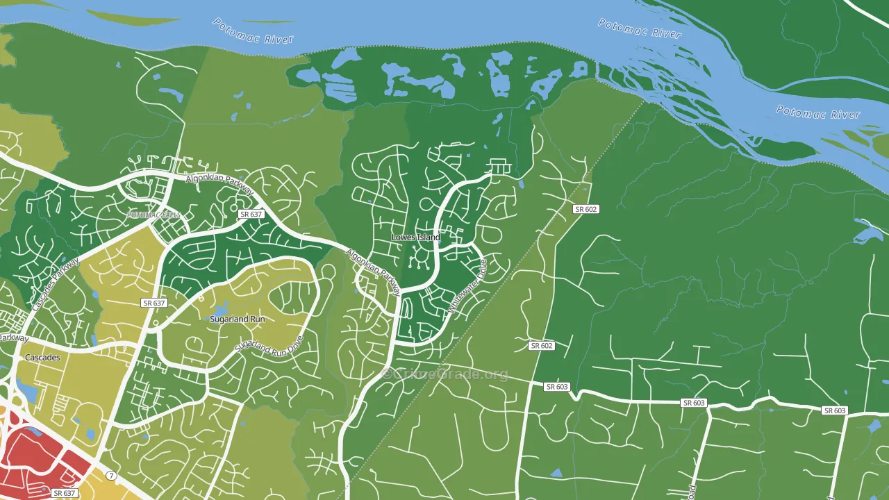 Lowes Island, VA Map of Assault Rates