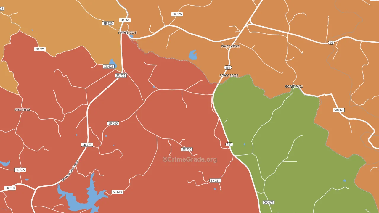 Lowesville, VA Map of Assault Rates