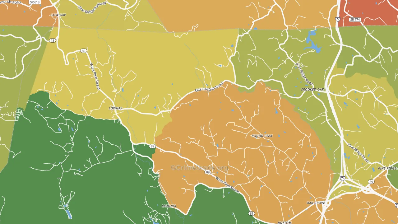 Lowgap, NC Map of Assault Rates